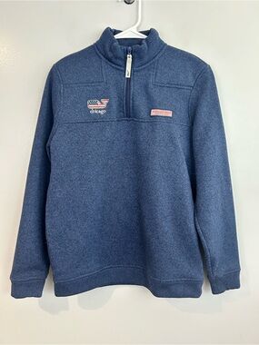 Vineyard Vines Blue Chicago Quarter Zip Pullover High Neck Blue Sweater Size XS